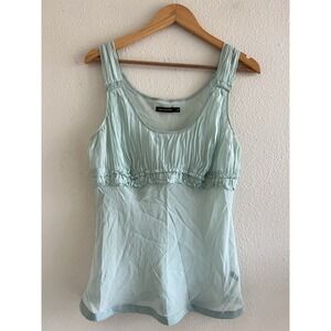 The Limited Pleated Mint Green Top 100% Silk Size Large Sheer Babydoll Y2K